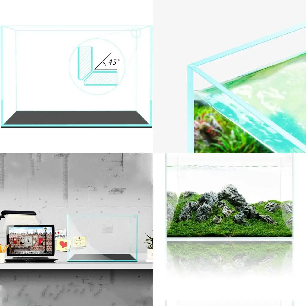 Fzone ตู้ปลาเหล็กต่ําไร้ขอบ 10 Gallon พร้อมแก้ว Nova Clear Ultra-white และ 45° ขอบตุ้มปี่ Anata Seri