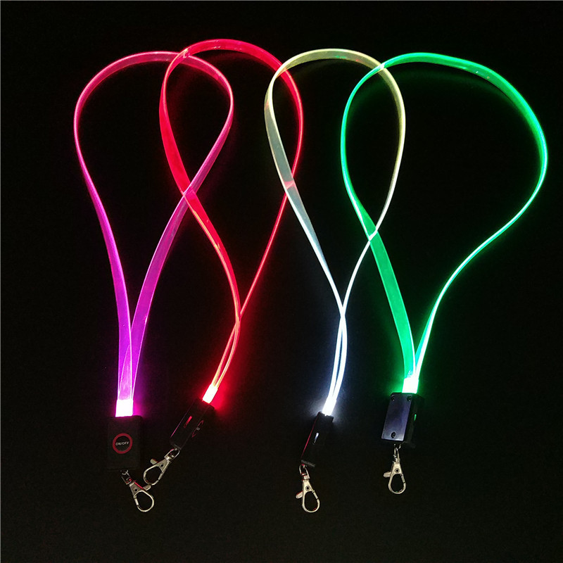 โปร่งใสโปร่งใส TPU Light Guide Strip led Luminous Lanyard นิทรรศการเหตุการณ์ป้าย Lanyard Highlight