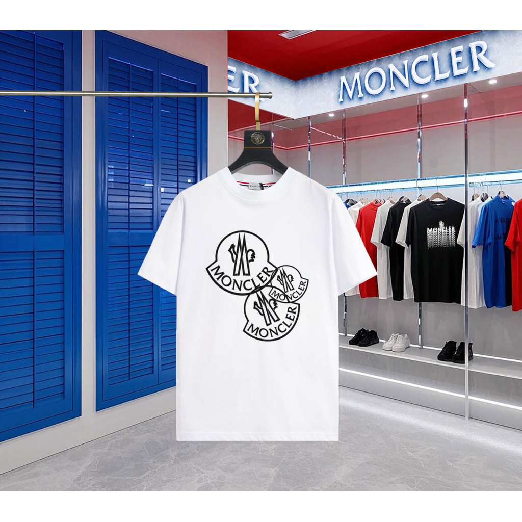 Moncler/Moncler 2026 ต้นฤดูใบไม้ผลิสไตล์ใหม่เสื้อยืดแขนสั้นชายหญิงคู่สไตล์ทุกวันรอบคอหลวมฤดูร้อนตัวอ