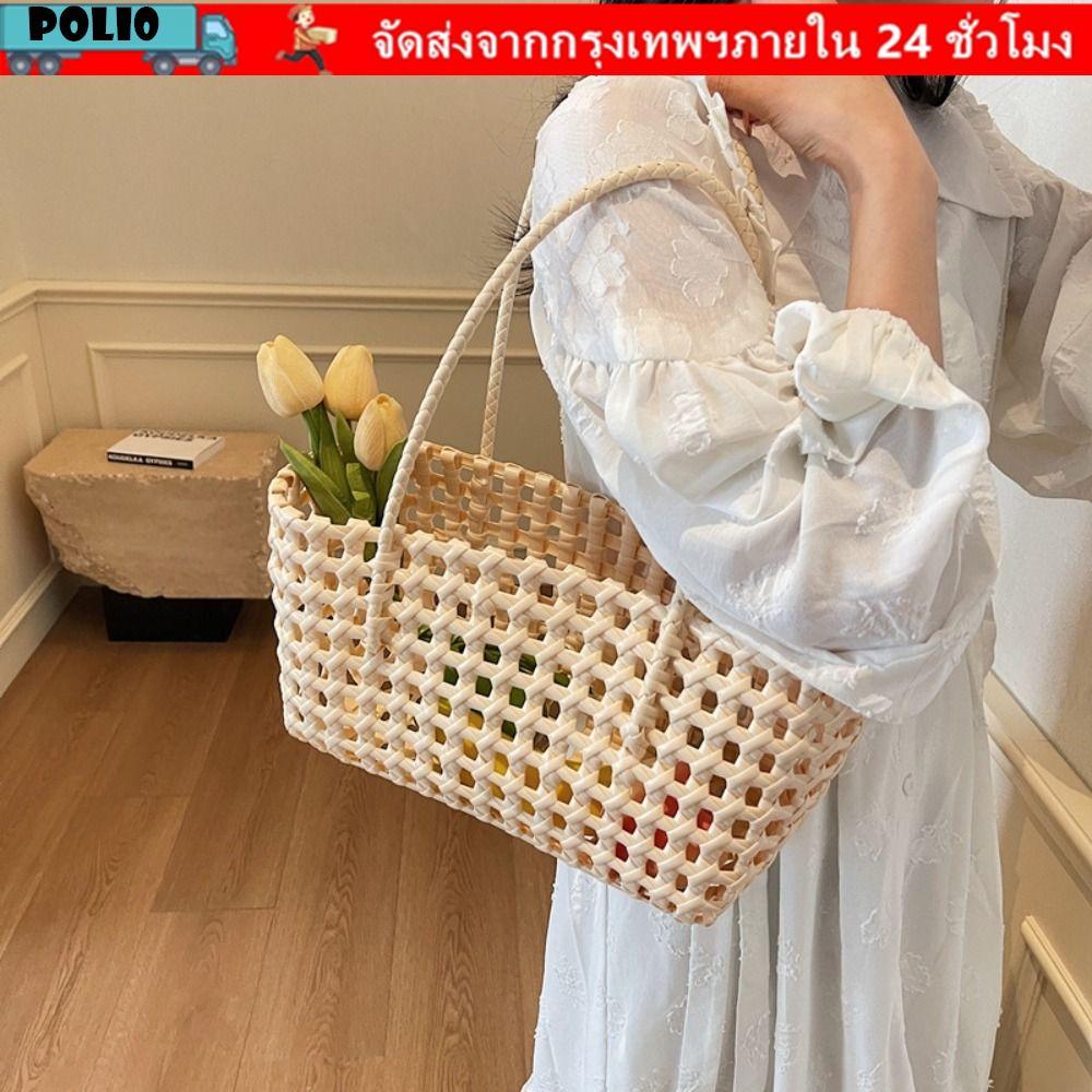 POLI Tote Bag กระเป๋าสะพายผู้หญิง สีทึบ ความจุมาก