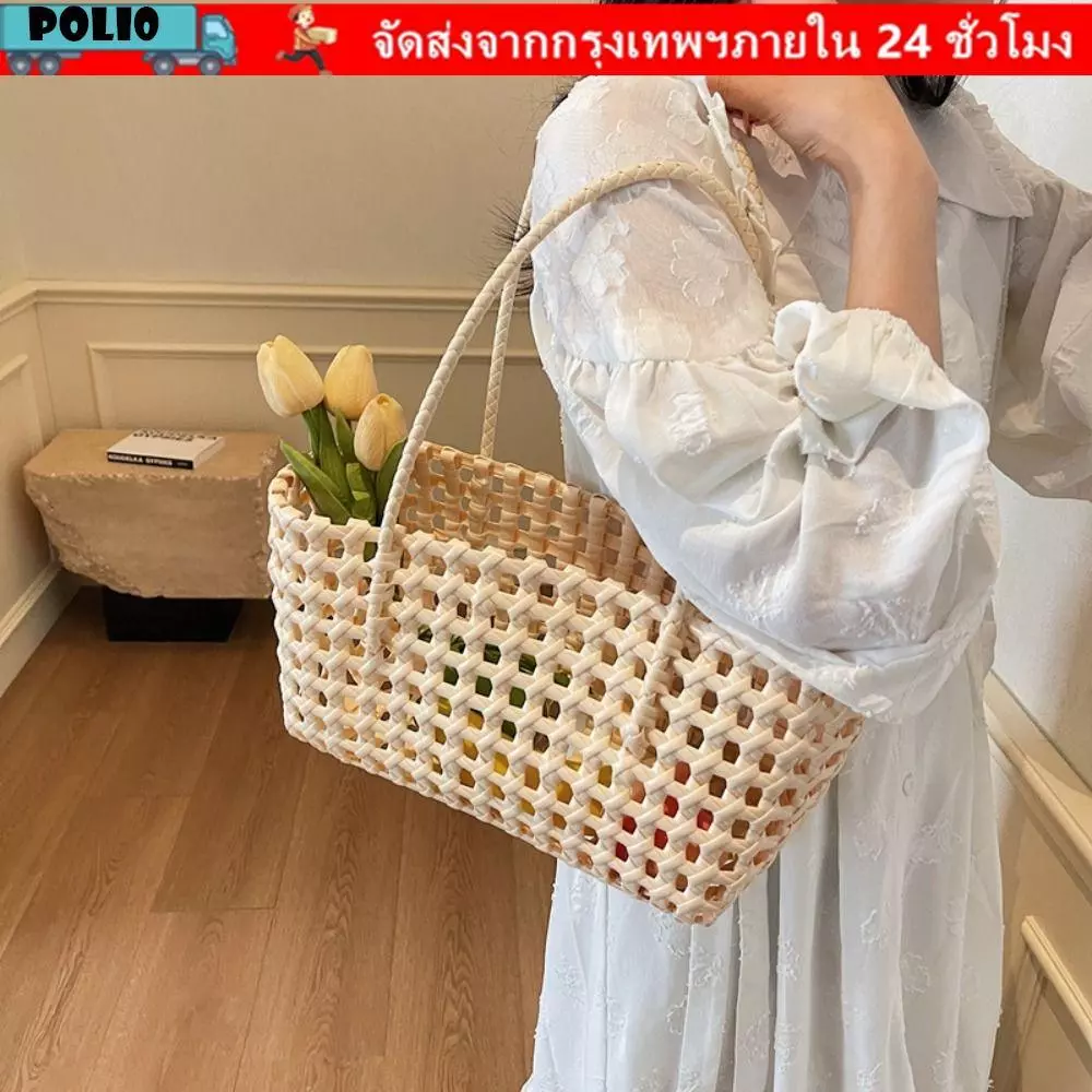POLI Tote Bag กระเป๋าสะพายผู้หญิง สีทึบ ความจุมาก
