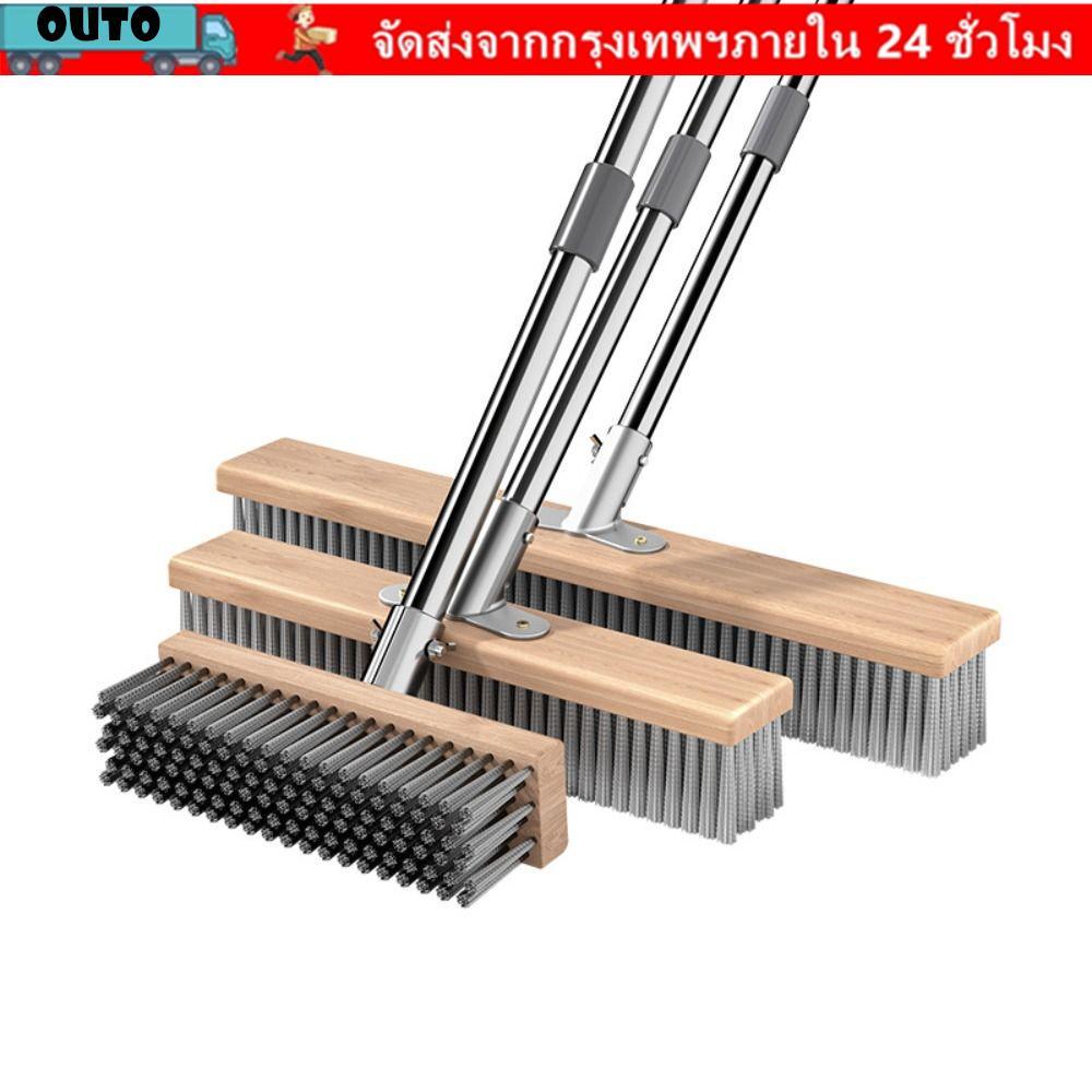 OUTO แปรงขัดพื้น แปรงลวดขัดพื้น แปรงลวดสเตนเลส สําหรับทําความสะอาดพื้น ด้ามจับยาว 115 ซม สแตนเลส 304 ไม่ต้องก้ม ทนทาน