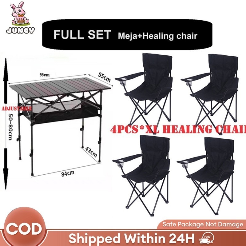 【JC】Adjustable Outdoor Folding Table Metal Egg Roll Table Camping Picnic Table Vendor Stand Camping 