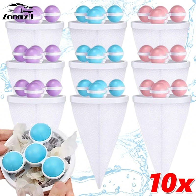 2/5/10 ชิ้น Gyro สไตล์สัตว์เลี้ยงผมกรองตาข่ายกระเป๋าสําหรับเครื่องซักผ้า-Reusable Floating Lint Hair Catcher