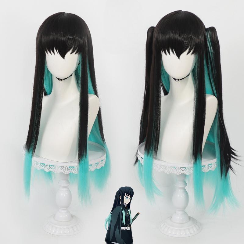 Kimetsu no Yaiba Muichiro Tokito Cosplay Wig Demon Slayer Mist Hashira 2 Versions Straight Hair Real
