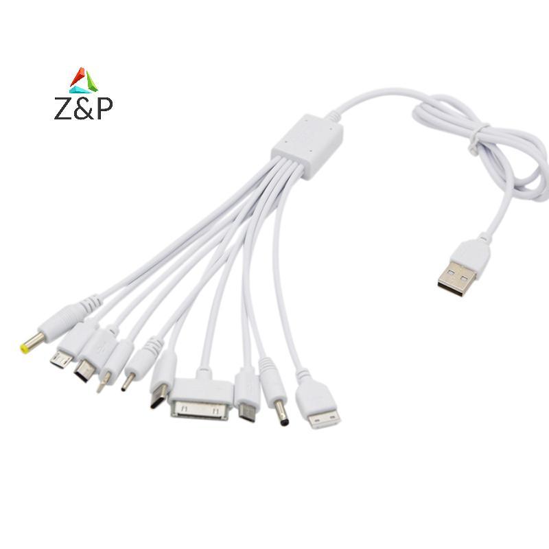 Z&P 10 In 1 Universal USB Cable Multi สายชาร์จใช้งานร่วมกับโทรศัพท์มือถือหลายบลูทูธหูฟังลําโพง MP3 Player & More COD