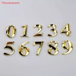 [Thevatipoem] 1 ชิ้นความสูง 5 ซม.Golden Home สติกเกอร์ที่อยู่ประตูป้ายทอง Modern House Number HOT