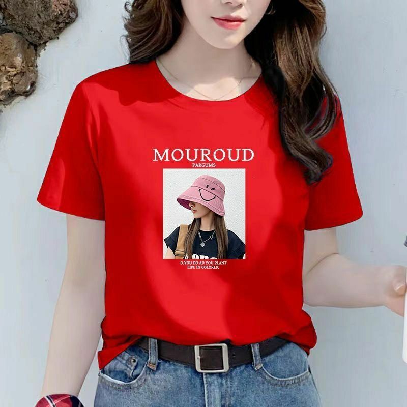 2026 แฟชั่น 2026100% ผ้าฝ้ายแท้หลวมแขนสั้นเสื้อยืดผู้หญิง 2020 ฤดูร้อนสไตล์ใหม่เกาหลีรุ่นรอบคอครึ่งแ