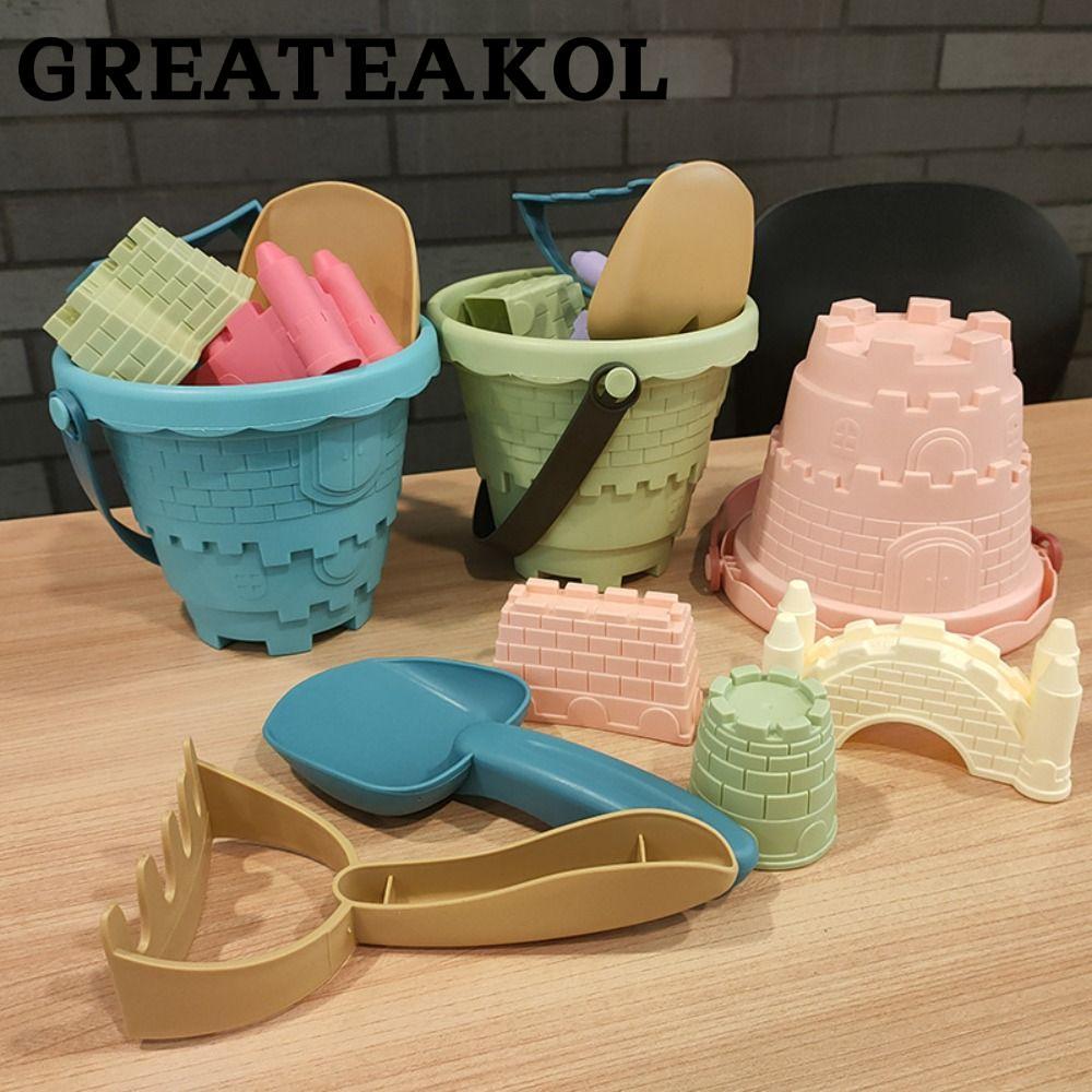 Greateskol ชุดของเล่นทราย 6 ชิ้น สําหรับเด็ก ผู้ปกครอง เด็ก โต้ตอบ เกมกลางแจ้ง พลั่ว คราด แม่พิมพ์