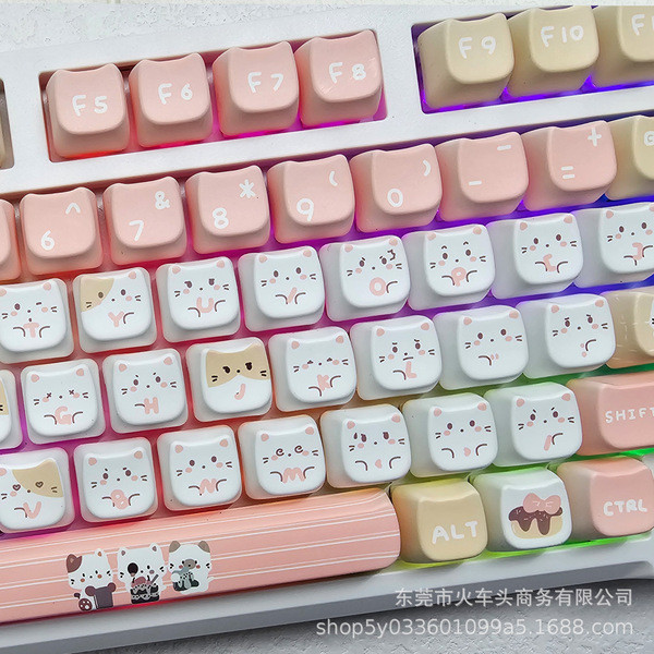 work egg keycaps keycap Meow Keycap น่ารักเกลือทะเลสีขาวสีชมพูสีดําสีชมพู MAO ความสูงแมวหัวแมวที่ไม่