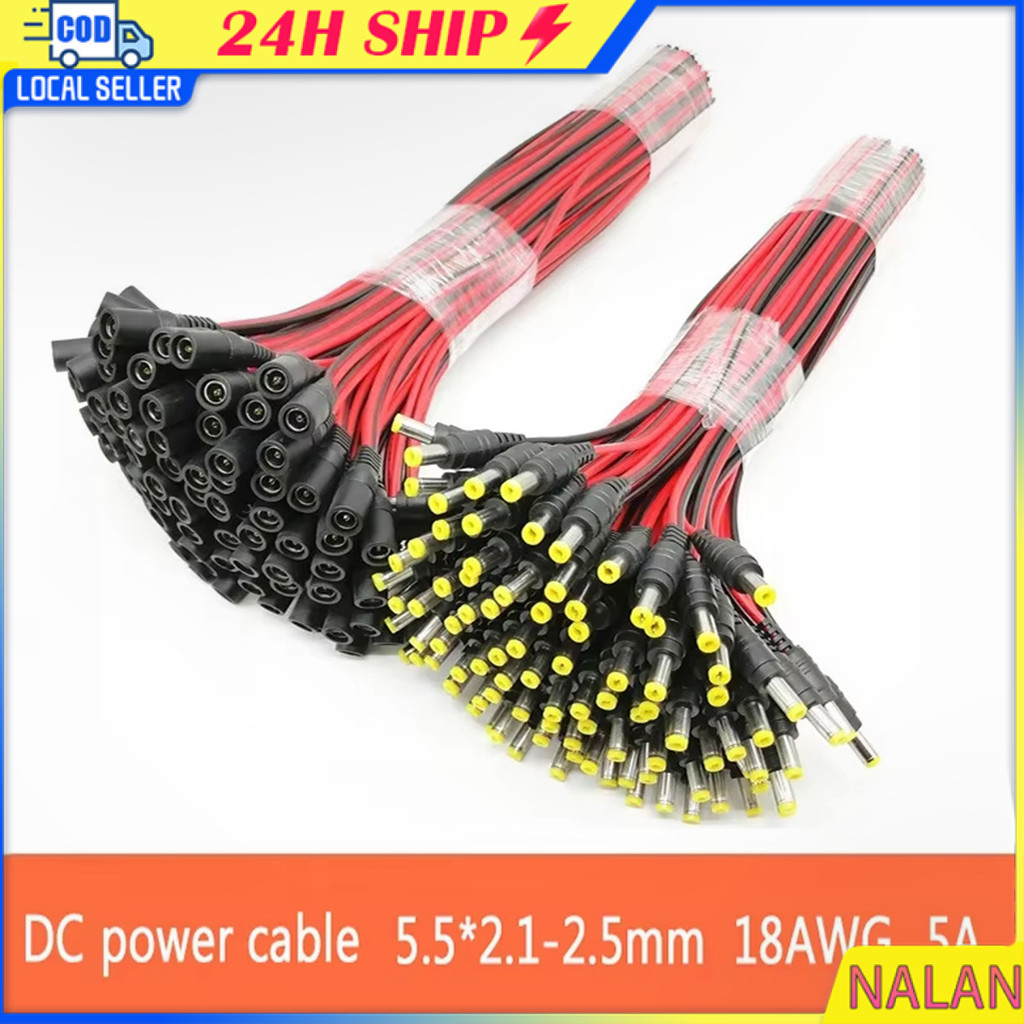 ร้านอยู่กทม.10ชิ้น สายเพาเวอร์ DC 5.5x2.1 mm ยาว24ซม.ตัวผู้ และตัวเมีย สำหรับกล้องวงจรปิด คอมพิวเตอร์