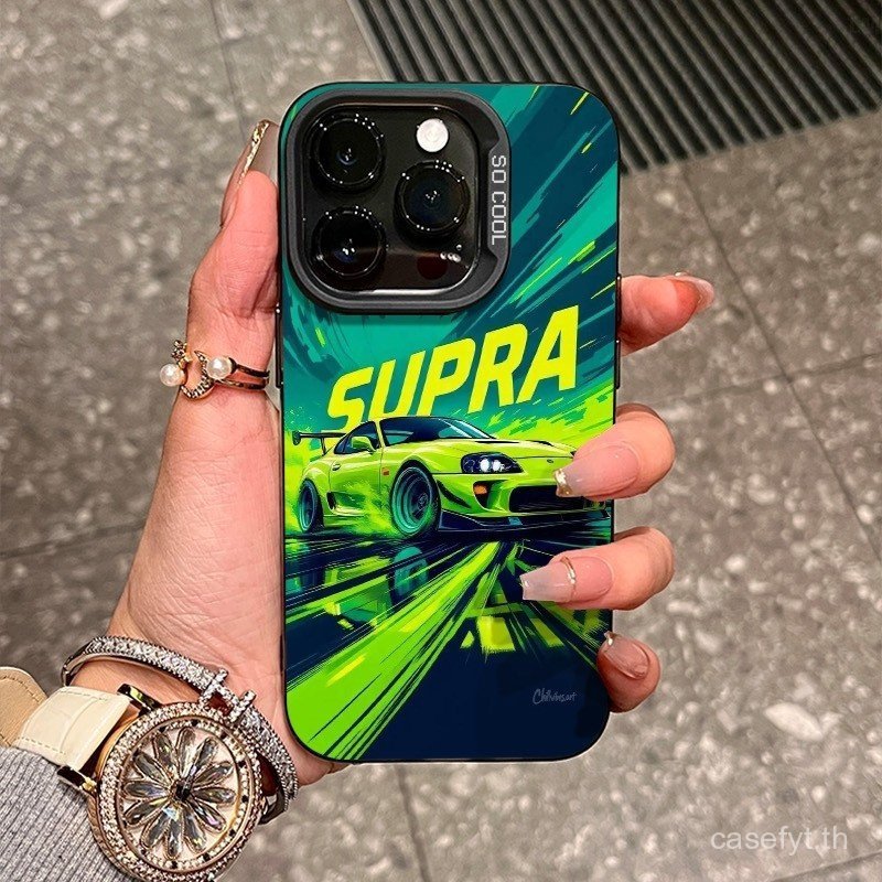 เคสโทรศัพท์ ยืดหยุ่นภาษาอังกฤษสีเขียว Series กีฬารถด้านหลังเหมาะสําหรับ iPhone 17 16 15 promax 17promax 16pro 11promax 12 13 14 pro max 12pro 14plus 15plus Shock-resistant เคสป้องกัน
