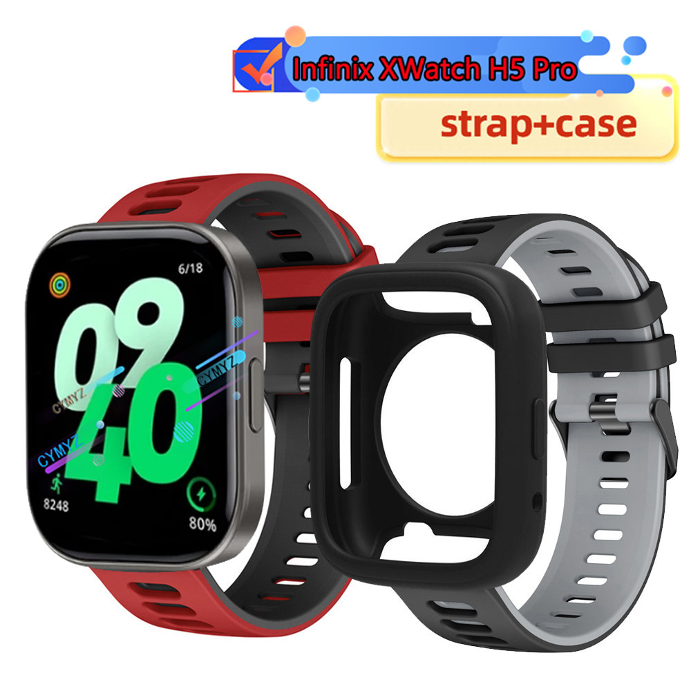 เคส Infinix XWatch H5 Pro ตัวป้องกันหน้าจอ Infinix Watch H5 Pro สายรัดซิลิโคน สาย Infinix XWatch H5 Pro สายรัดข้อมือกีฬา