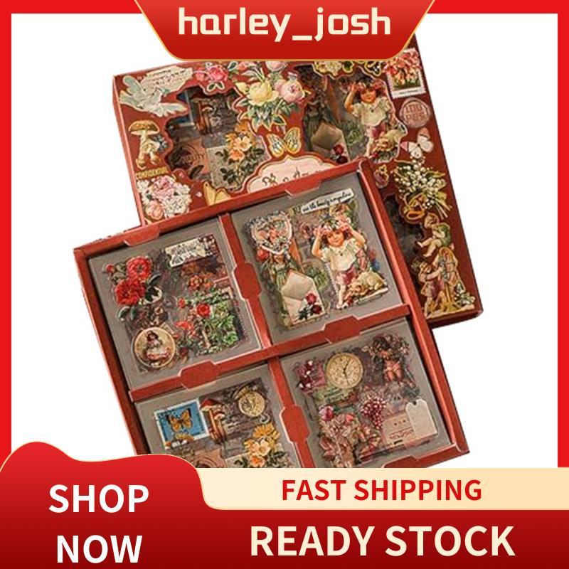 harley_josh 100 แผ่น Vintage ผีเสื้อดอกไม้สมุดภาพสติกเกอร์สําหรับ Junk Journal อุปกรณ์