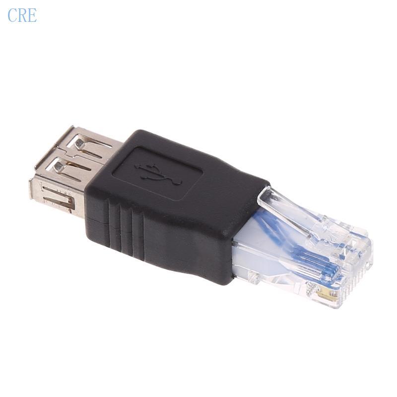 CRE USB Type A Female to RJ45 Male Connector Crystal USB Transfer Plug