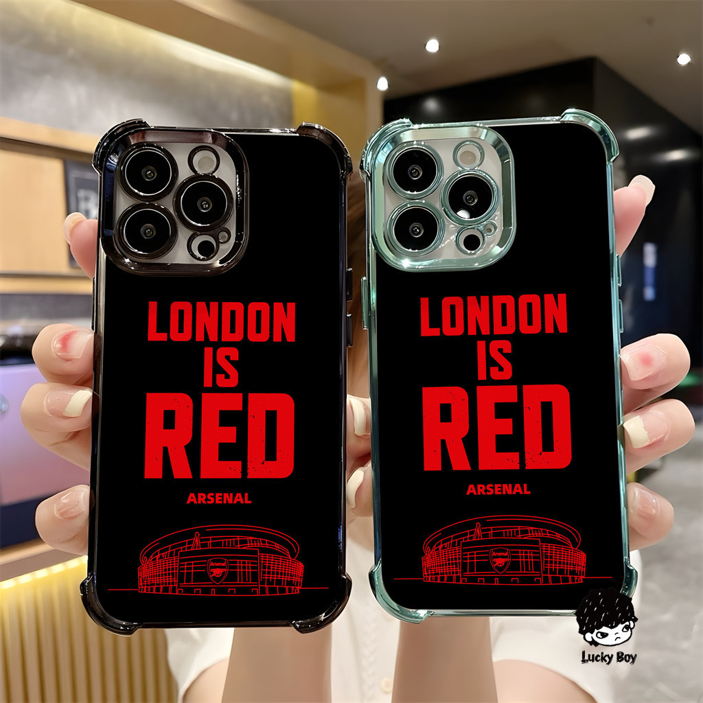 อาร์เซนอล ฟุตบอลคลับ หรูหราสี่มุม Anti Drop Electroplated เคสโทรศัพท์สําหรับ 17 Pro Max 16 15 14 13 12 11 Pro Max 8 7 Plus X XR Xs Max Air Soft TPU กล้องกันกระแทก – โปรปัง