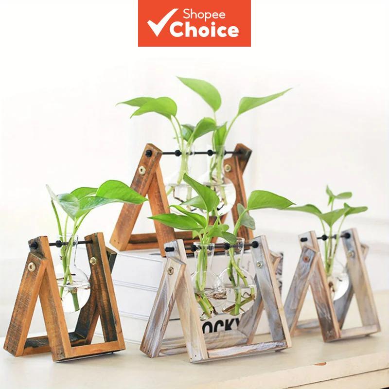 แก้ว Hydroponic แจกันไม้ขาตั้ง 14.5 ซม. 1 ชุด- Desktop Terrarium หลอดไฟ Planter สําหรับพืชตกแต่ง