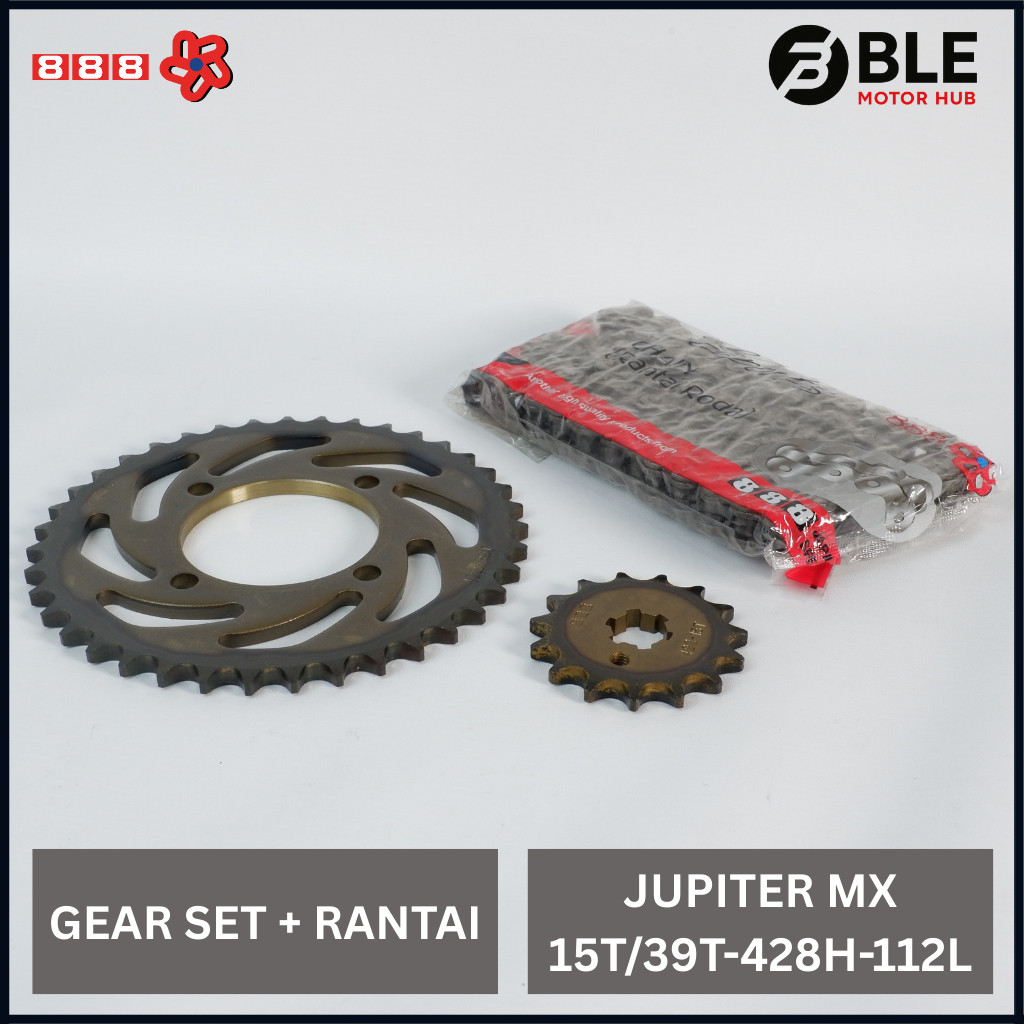 888 ชุดเกียร์ Jupiter MX 15T - 39T 428H 112L | แพ็คเกจเกียร์ | BLE มอเตอร์ฮับ