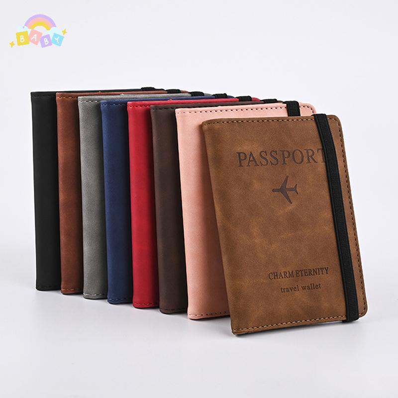 [BB-t] ผู้หญิงผู้ชาย RFID Vintage Business Passport Covers Holder PU Leather Wallet Case ใหม่