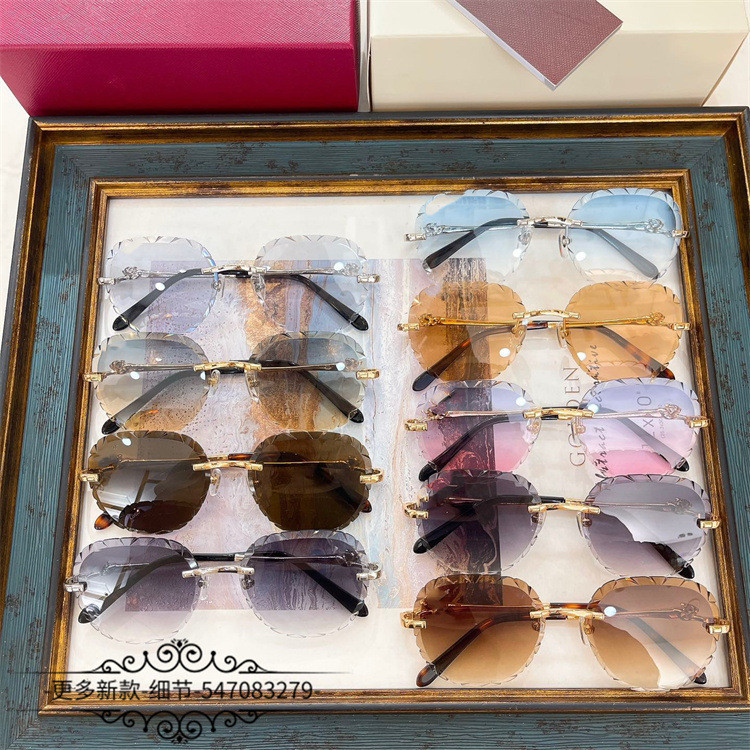 QIDM Car**er New stylish men's frameless gradient sunglasses, the same style as popular on the inter
