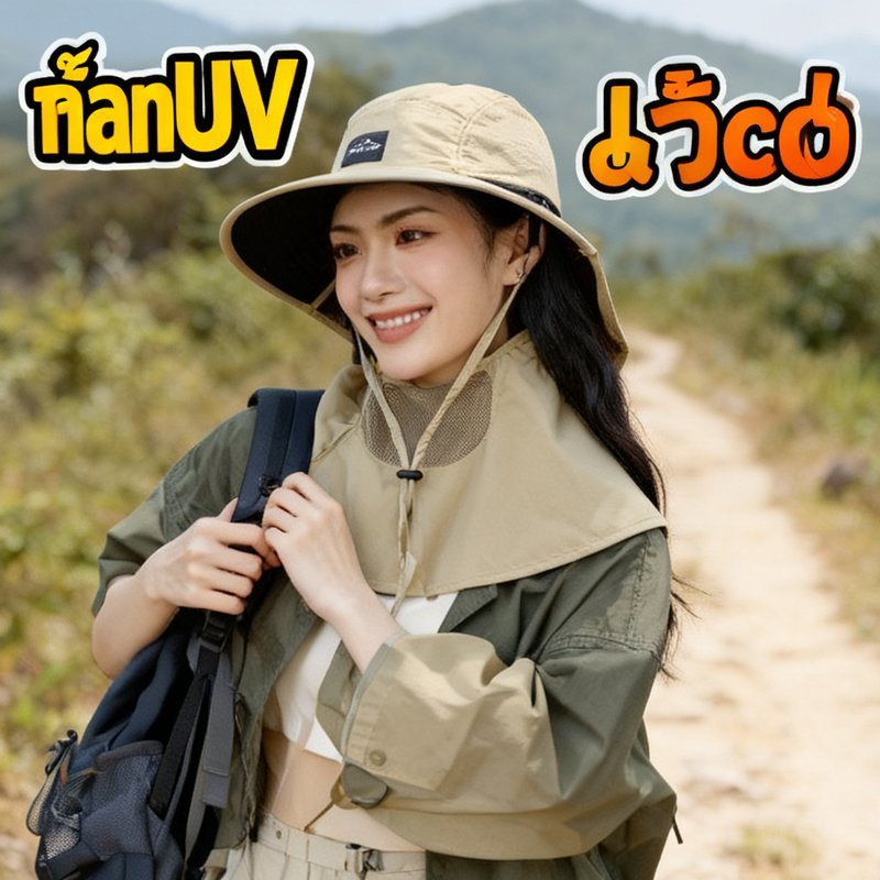 หมวกกันแดด หมวกปีนเขา กันUV UPF50+ ระบายอากาศ ปกป้องคอ ปรับขนาดได้ เหมาะตกปลา เดินป่า ตั้งแคมป์ ราคา ถูกที่สุด ดีลบีเคเค แกลเลอรีภาพที่ 2