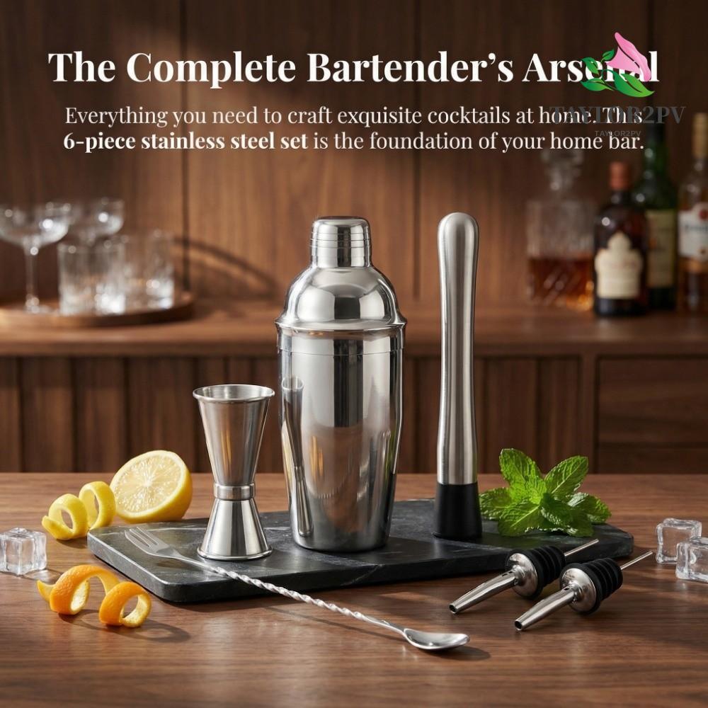 TAYLOR2PV 6 ชิ้น/เซ็ต Shake, Double วัด Jigger กวนช้อนเครื่องดื่ม Mixer Bar ชุด, Professional เครื่อ