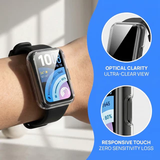 กระจกนิรภัย PC / TPU กรณีสำหรับ Smartwatch Huawei Band 11 11 Pro / 10 9 8 ปกป้องกันหน้าจออ่อน