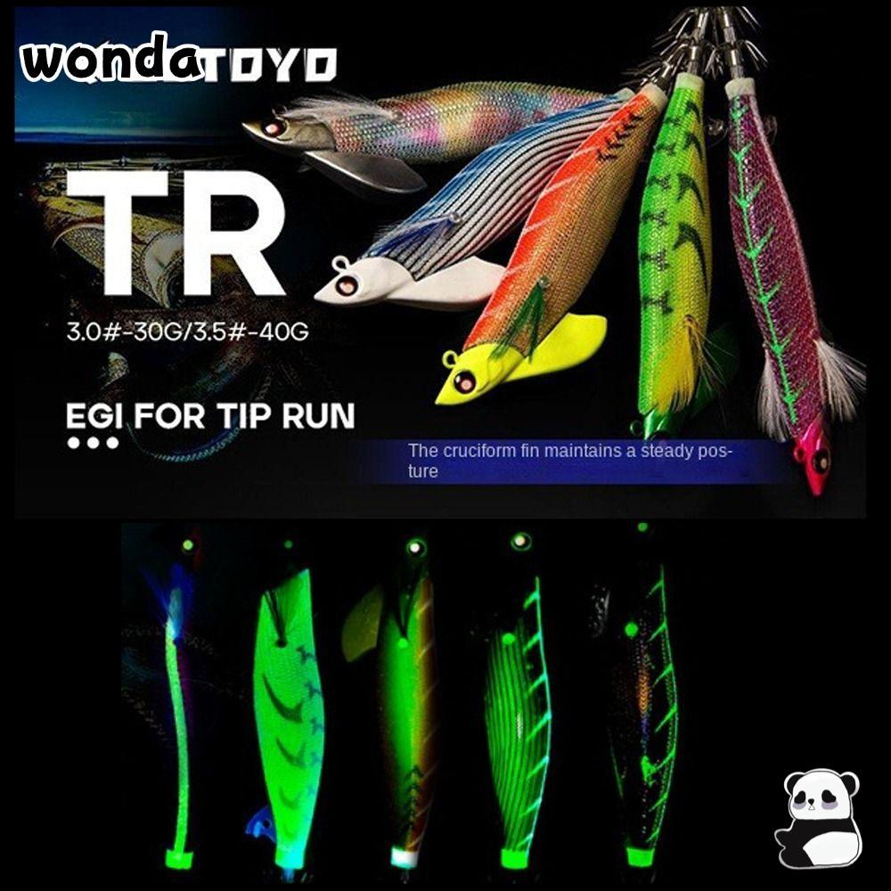 Wonda เหยื่อกุ้ง, 30g/40g Fishing Tackle เหยื่อกุ้งไม้, 2024 Hook 3.0 # 3.5 # Jigs Hook ตะขอปลาหมึกเหมือนจริง