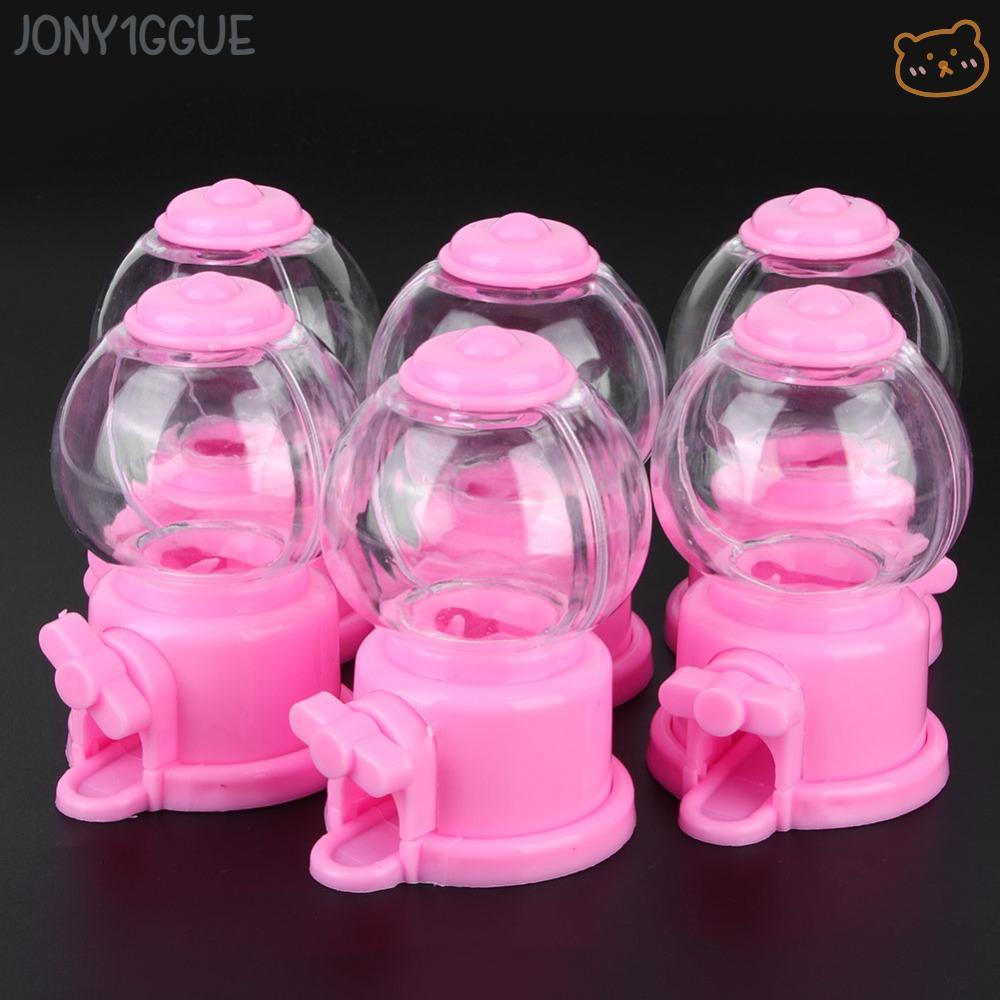 JONY1GGUE เครื่องจ่ายลูกอมขนาดเล็ก 6 ชิ้น,การออกแบบหมุนได้มินิขนาดกล่องเก็บขนม,สําหรับงานปาร์ตี้สีชม