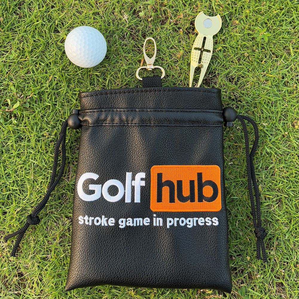 Golf Golf Drawstring Drawstring GOLF HUB ปักกันน้ํา TIt กระเป๋าคาดเอวแบบพกพา PU Small Ball Bag Ball 