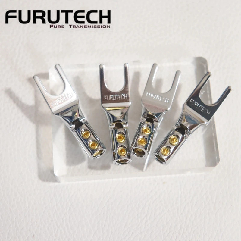 ของแท้ FURUTECH FP-201 ลวดลําโพงทอง Y spade ปลั๊ก U ส้อมสายแอมป์ที่ไม่ใช่แม่เหล็ก ตัวเชื่อมต่อ ติดตั้งง่ายโดยไม่ต้องเชื่อม
