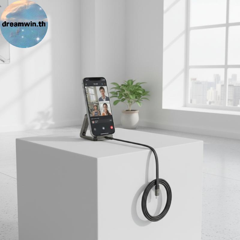Dreamwin 240W ประเภท C สายชาร์จเร็วขาตั้งโทรศัพท์แบบพับได้ 2 ใน 1 สายเคเบิลข้อมูลสําหรับ Travel Scho