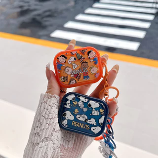 กรอบรูปสีฟ้าและสีส้ม เคสใสกันกระแทกสําหรับ AirPods Pro 3/4 พร้อมจี้ห้อย สไตล์ใหม่ รองรับ AirPods Pro 2 Gen 4ANC