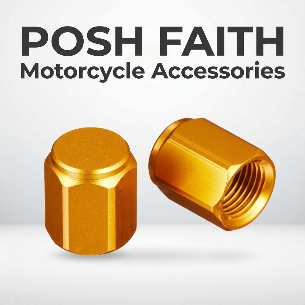 POSH FAITH Motorcycle Accessories Aluminum Colored Hex Air Valve Caps - Assorted Colors (Set of 2)