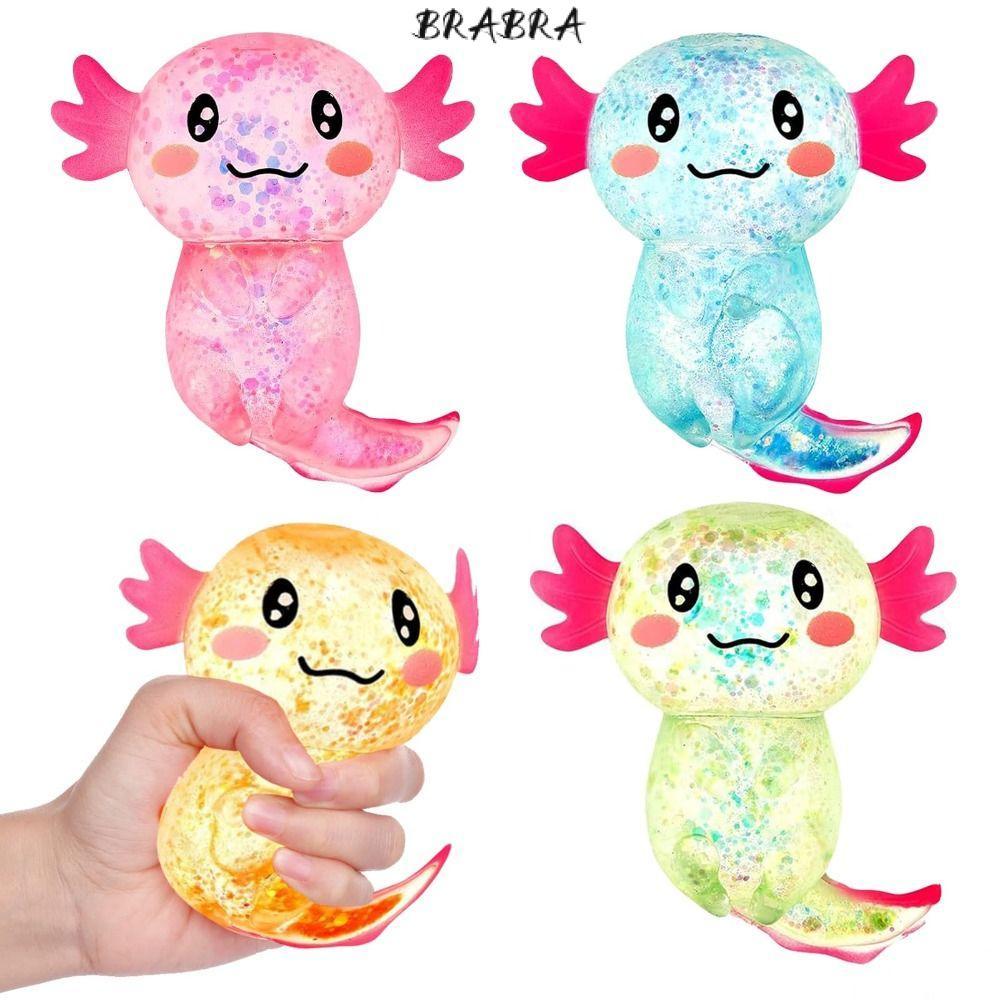 BRABRA Squishy Stress Glitter, Soothing Texture รูปร่างน่ารัก Axolotl Squishy ของเล่น, Glitter Sugar
