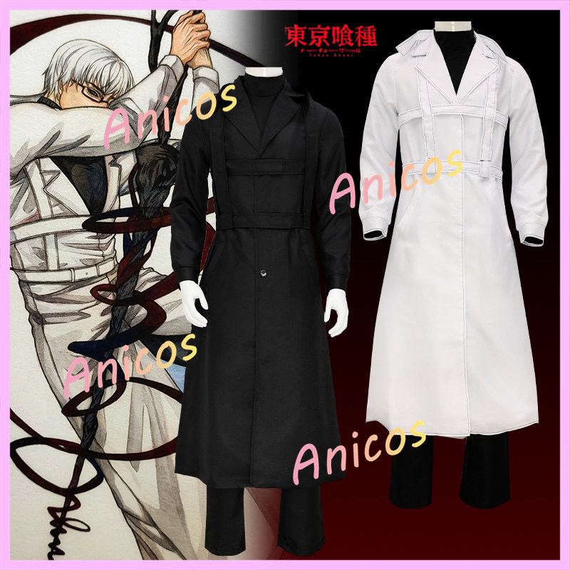ชุดคอสเพลย์ Reiپer Kaneki Ken สีดำจาก Tokyo Ghoul พร้อมชุด CCG Investigator Windrobe สำหรับการคอสเพล
