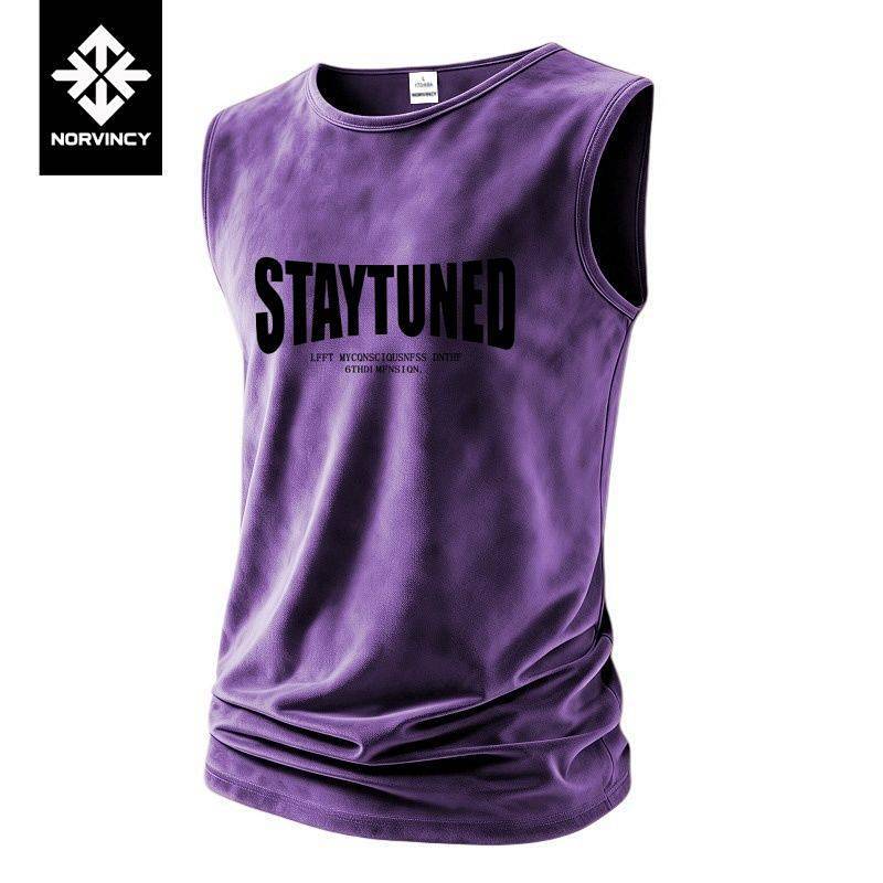 American Retro Suede Vest Waistcoat Sleeveless Fashion Trendy Printed Pullover Running zH0E