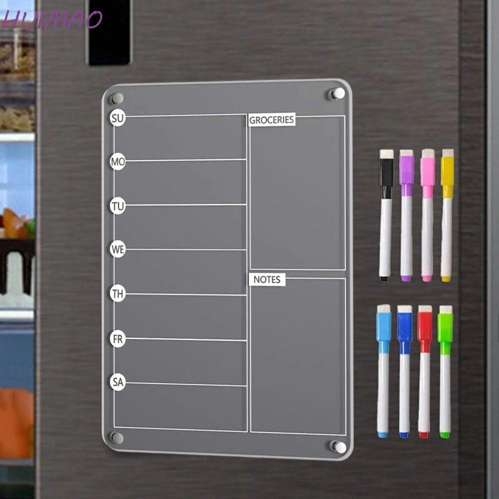 HUIMAO Magnetic Acrylic Weekly Planner, Multifunctional Reusable ตู้เย็นปฏิทินรายสัปดาห์,ที่ถอดออกได