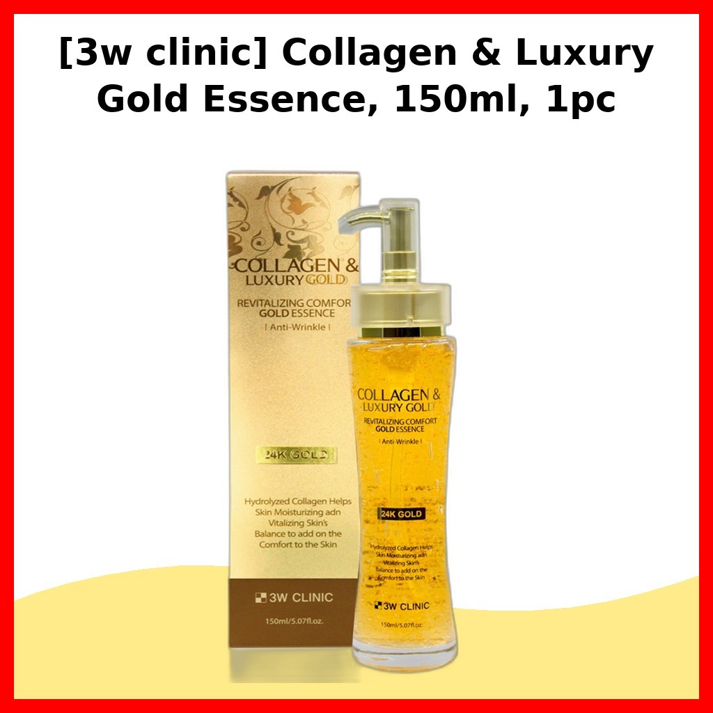 3W CLINIC [คลินิก 3w] Collagen & Luxury Gold Essence, 150ml / Korean Essence / Radiant Glow / ของแท้