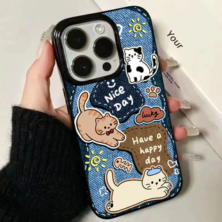 เคสหนังลายสุนัขคู่รักสุดเท่ ลายกระต่าย สีเทียนชินจังสำหรับ IPhone 17 16 11 13 15 12 14 Pro Max XR XS X Max 15 7 8 Plus