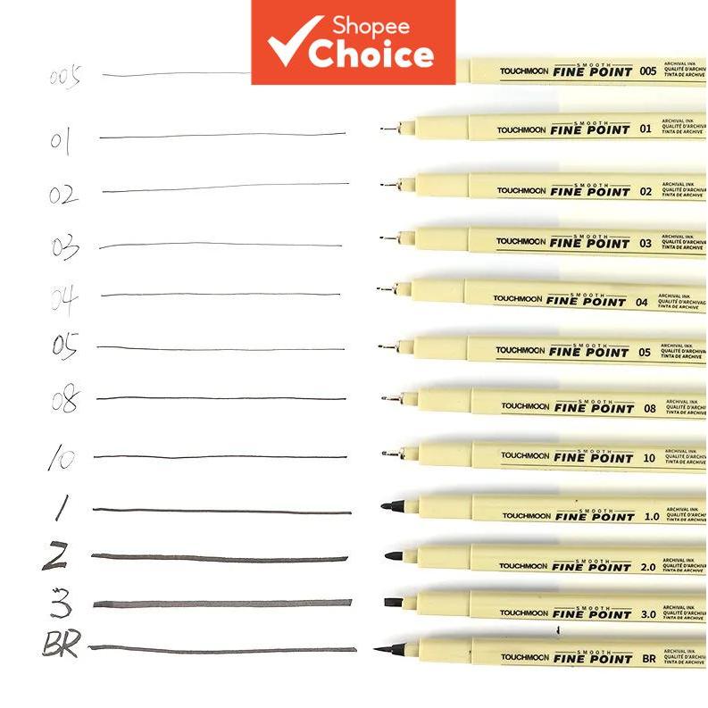 Ink Outline Pens ชุด 12 แพ็ค, กันน้ําไม่ขัด, อุปกรณ์วาดภาพเส้นร่างการ์ตูนนักเรียนศิลปะ, เครื่องเขียนที่จําเป็น