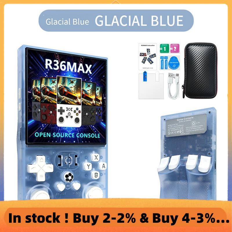 R36Max 4 นิ้วคอนโซลเกมมือถือ Retro RK3326 ชิป 128G เครื่องเล่นวิดีโอกระเป๋าแบบพกพารองรับ 30 + Emulat