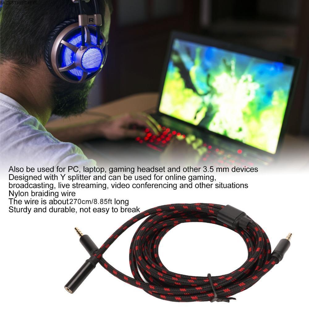 BACKSTAGEEET4FC3 Chat Adapter Cable, 270 ซม./8.9ft Plug and Play Chat Link Cable, ยืดหยุ่น 3.5 มม.สา
