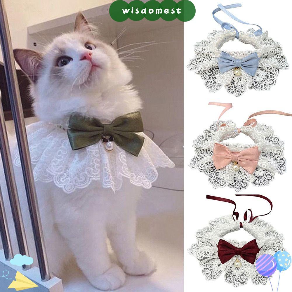 WISDOMEST ลูกไม้ Bowknot แฟชั่นแมวสร้อยคอสายคล้องคอ Puppy String Bib
