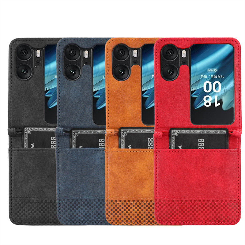 เหมาะสําหรับ OPPO Find N2 Flip Phone Case การ์ดพับฝาพับเคสป้องกัน N2Flip Retro Leather Case
