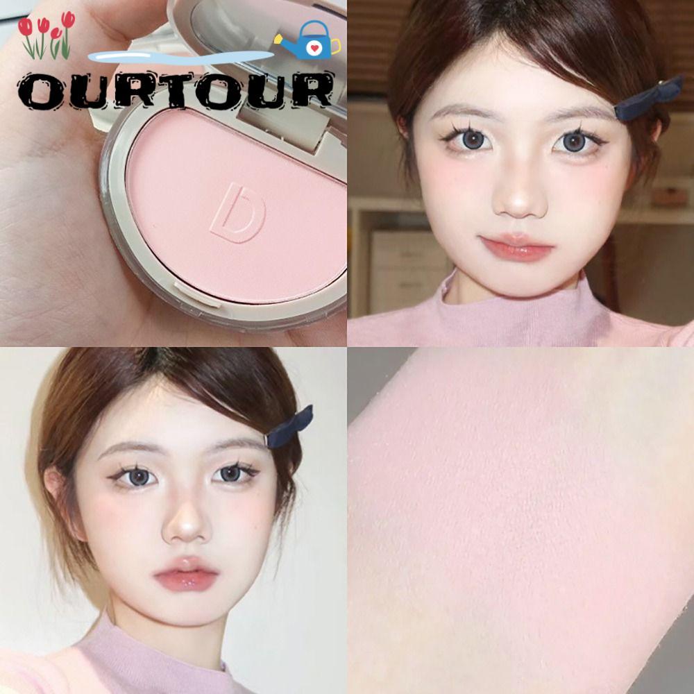 URTOUR Powder Blusher, Pink Monochrome Highlight Blusher, Fine Power Texture Accessories Natural Exp