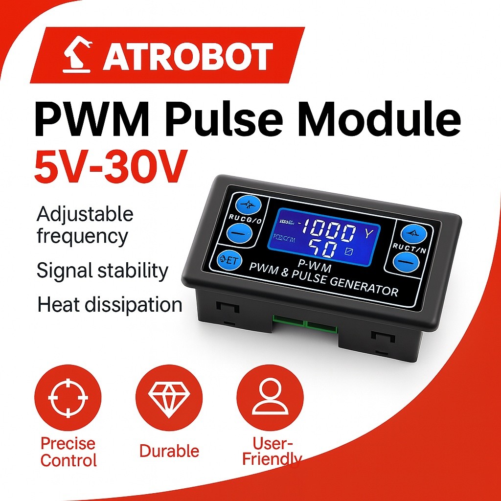 PWM Pulse Generator ปรับความถี่ ดิวตี้ 0-100%, 5-30v สำหรับสเต็ปเปอร์ ออกสแควร์เวฟ พร้อมกล่อง