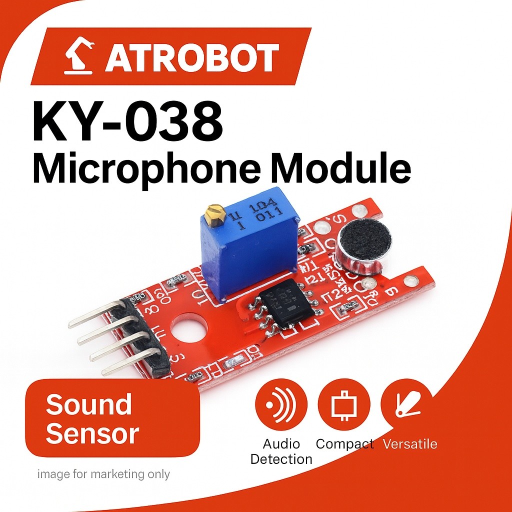 KY-038 โมดูลเซ็นเซอร์เสียง Adjustable Sensitivity ตรวจจับเสียง แม่นยำสูง สำหรับ Arduino/Raspberry Pi