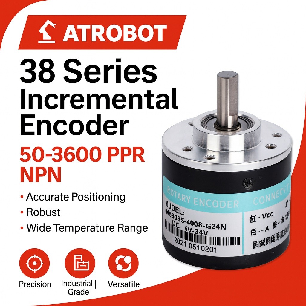 Rotary Encoder 38 Series เอ็นโค้ดเดอร์ออปติคัล NPN AB 5-24V เลือก PPR หลายค่า แม่นยำสูง ขนาด 38มม