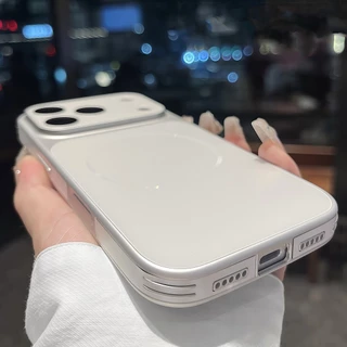 พรีเมี่ยม17PROMAX Silver-สีขาวMatte Magneticกรณีเลนส์ฟิล์มสําหรับiPhone 13 14 15 16 17 Pro Maxกรณี15PRO 16PROปลอกล้อมรอบอย่างเต็มที่Anti-Fallกันกระแทกปกหลัง